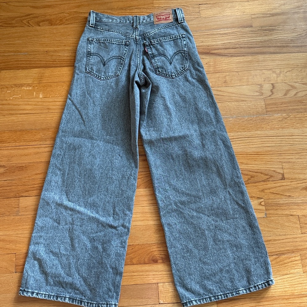 Levi's 94 Baggy Wide Leg Mid Rise Black Gray Jeans 25 x 30 - Picture 5 of 7